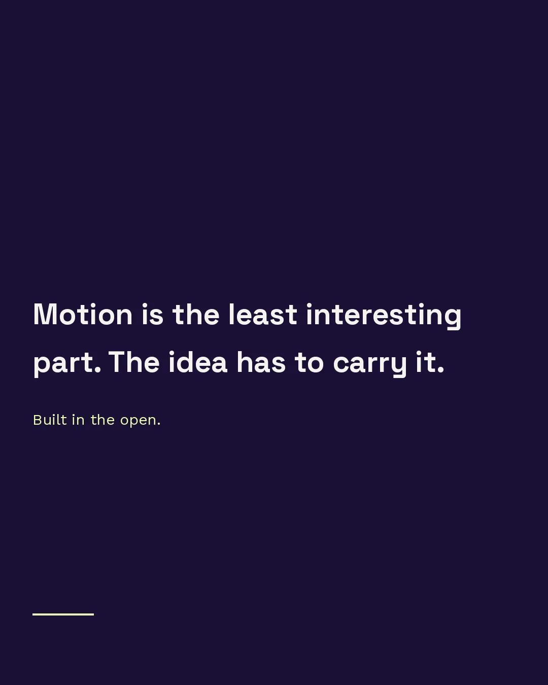 Carousel closing slide, reading motion is the least interesting part, the idea has to carry it.